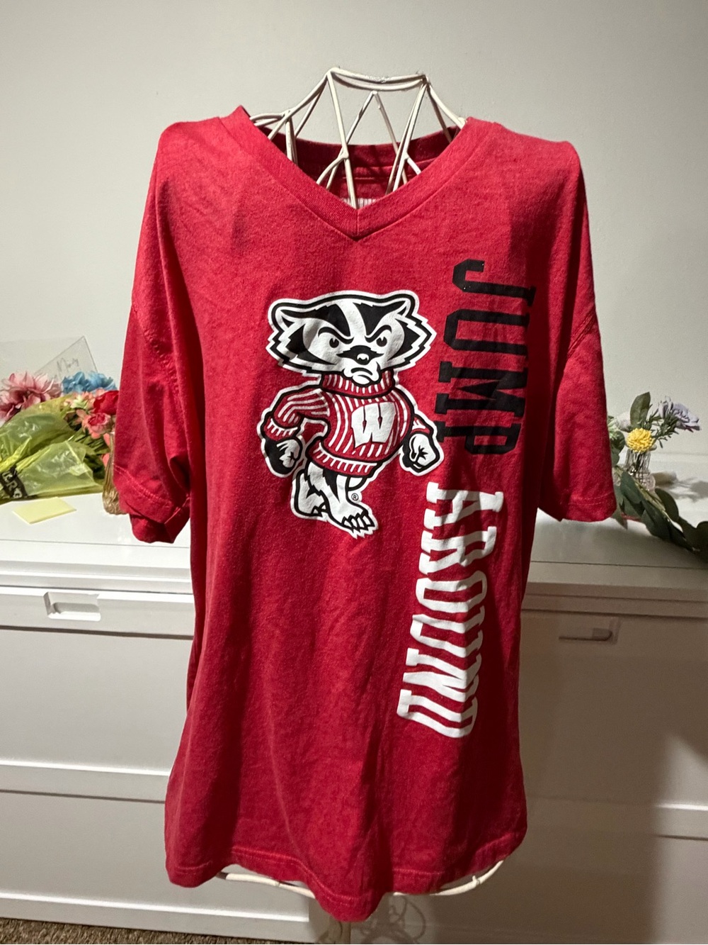 Campus Heritage Red Wisconsin Badgers V-Neck Short Sleeve Tee